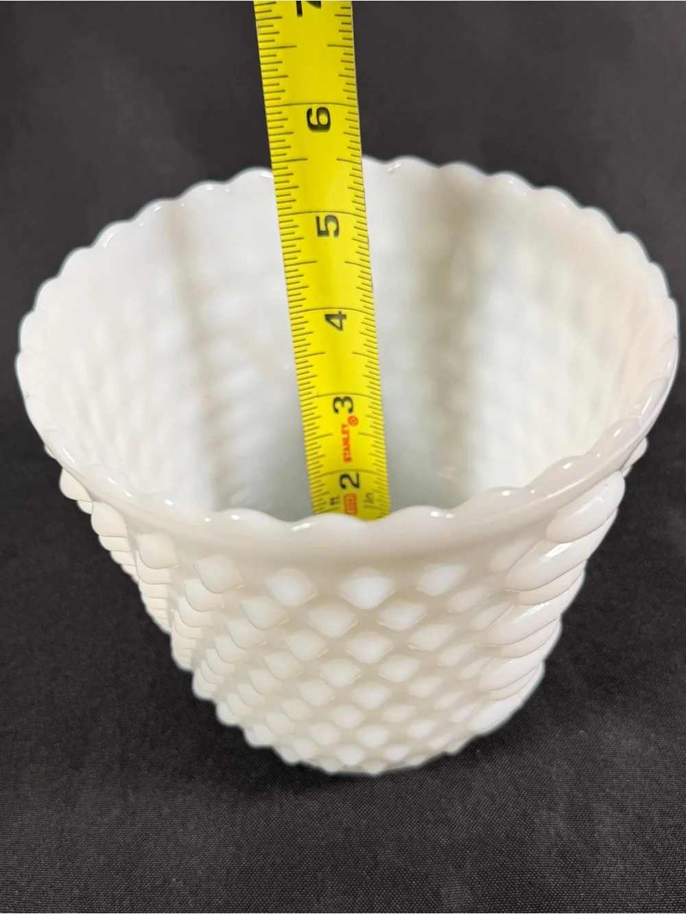 Vintage Fire King Milk Glass Hobnail planter-mid century white flower pot